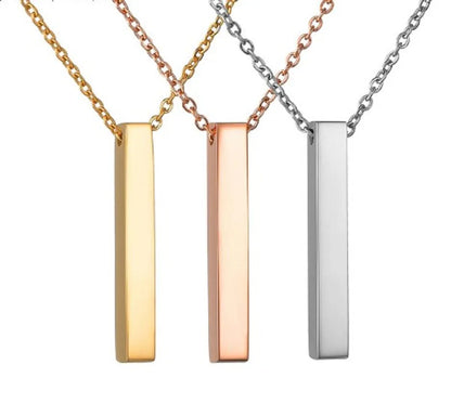 Fashion Rectangle Stainless Steel Plating Pendant Necklace 1 Piece