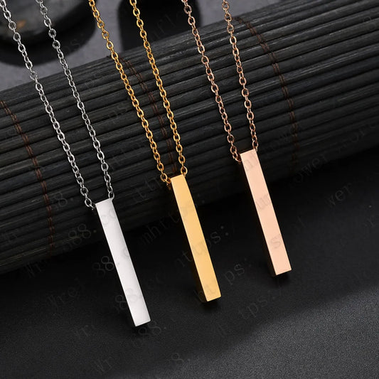 Fashion Rectangle Stainless Steel Plating Pendant Necklace 1 Piece