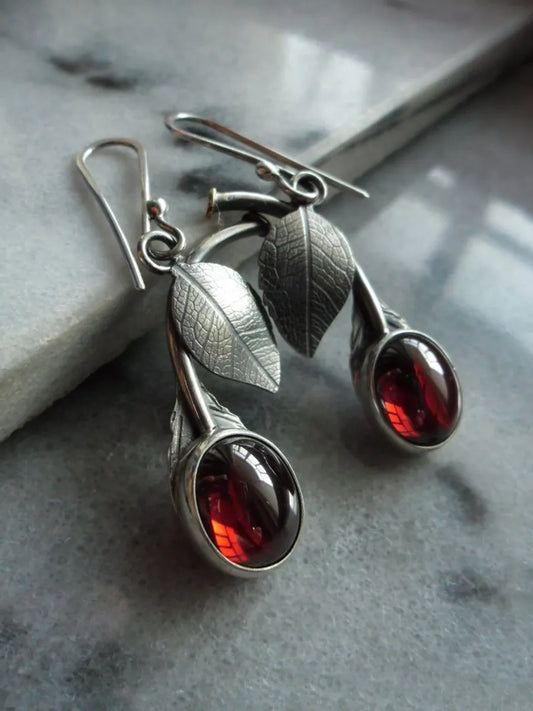 Fashion Red Cherry Earrings Fashion Leaf Earrings