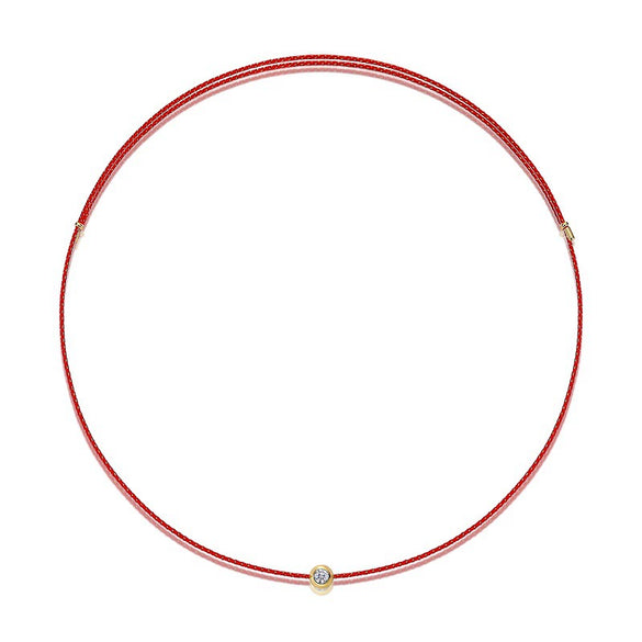 Fashion Red Rope Clavicle Chain 925 Silver Moissanite Inlay Necklace