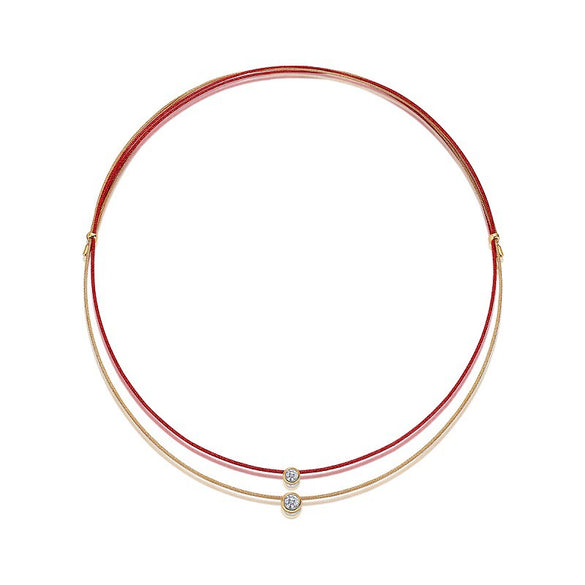 Fashion Red Rope Clavicle Chain 925 Silver Moissanite Inlay Necklace