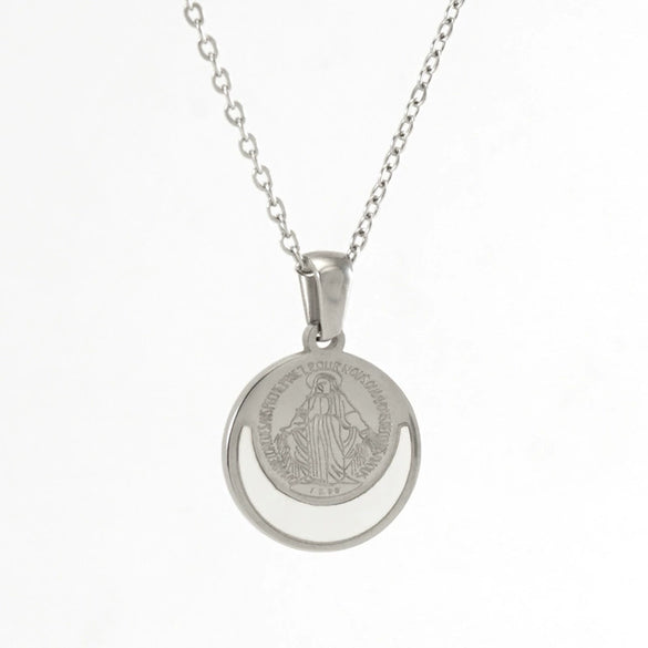 Fashion Religious Titanium Steel Geometric Round Pendant Necklace For Men And Women