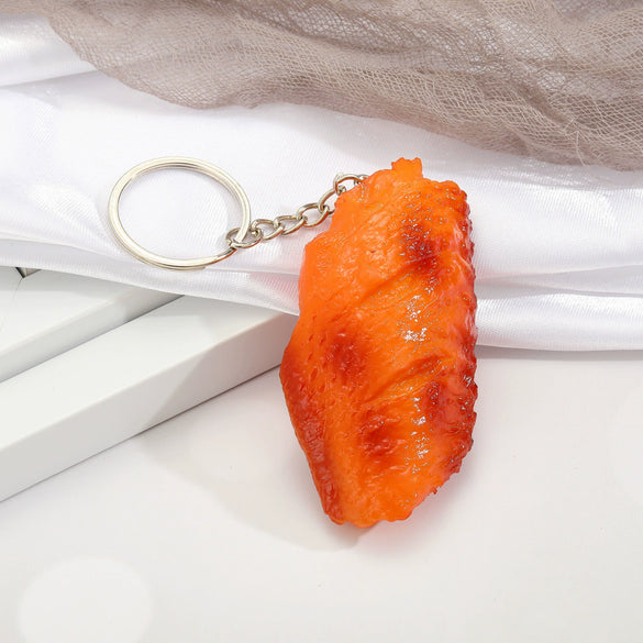 Fashion Resin Chicken Wing And Chicken Leg Keychain Pendant Novelty Food Shape Plastic Charm Accessory