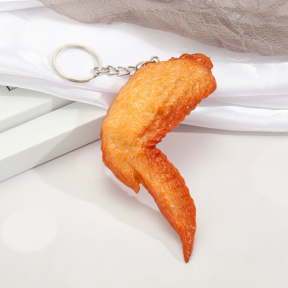 Fashion Resin Chicken Wing And Chicken Leg Keychain Pendant Novelty Food Shape Plastic Charm Accessory