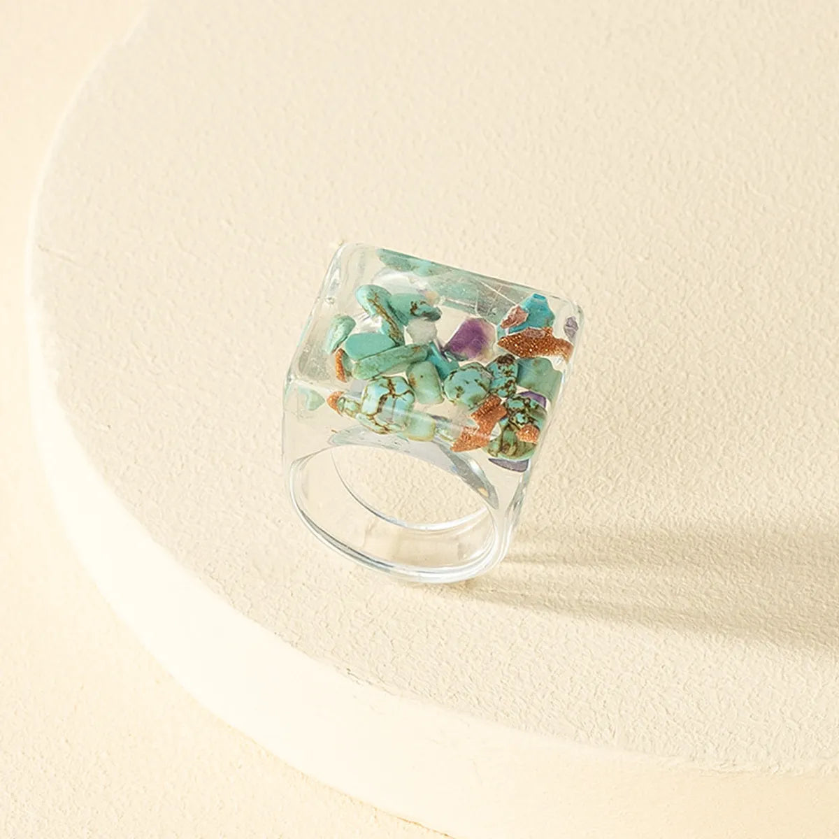 Fashion Resin Printed Acrylic Multicolor Ring