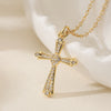 Fashion Retro Copper Geometric Cross Pendant Necklace For Women