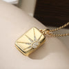 Fashion Retro Copper Plated Zircon Heart Photo Clip Pendant Necklace Geometric Style