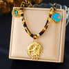 Fashion Retro Creative Printed Cotton Stainless Steel Pendant Love Butterfly Necklace With Animal Zodiac Pattern And Electroplating Design
