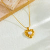 Fashion Retro Design Irregular Love Pearl Pendant Stainless Steel Women's Necklace With Electroplating