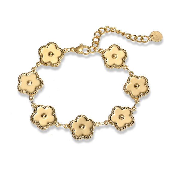 Fashion Retro Flower Stainless Steel Women's Bracelet With Electroplating