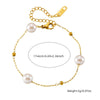 Fashion Retro Geometric Round Pearl Stainless Steel Goldplated Chain Accessories Bracelet Necklace