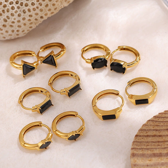 Fashion Retro Geometric Shape 316L Stainless Steel Goldplated Earrings For Women
