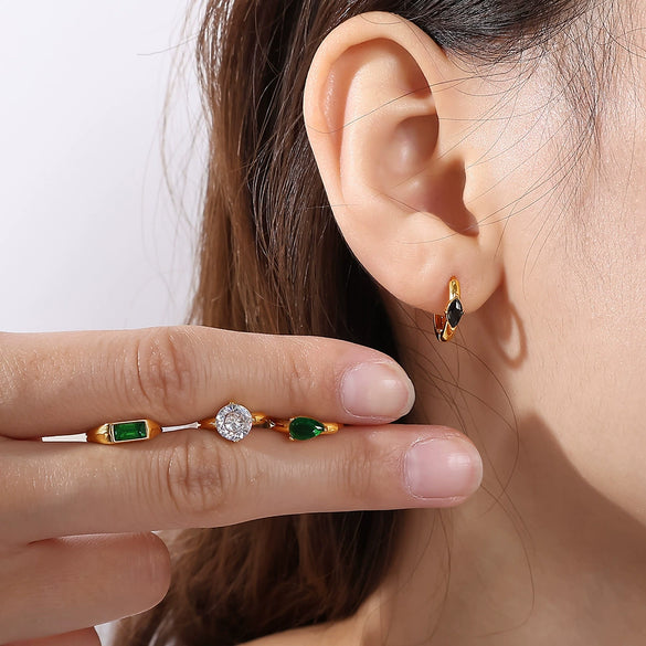 Fashion Retro Geometric Shape 316L Stainless Steel Goldplated Earrings For Women