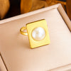Fashion Retro Geometric Stainless Steel Goldplated Ring For Women