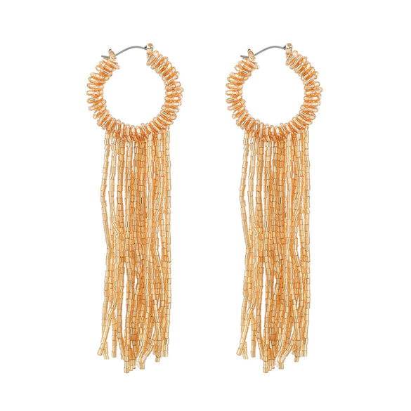 Fashion Retro Glass Tube Woven Long Tassel Geometric Women's Earrings
