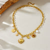 Fashion Retro Gold Plated Stainless Steel Heart Shape Pendant Necklace With Thick O Word Chain And Electroplating