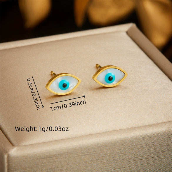 Fashion Retro Goldplated Stainless Steel Jewelry Set With Blue Eye Design Necklace And Earrings