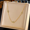 Fashion Retro Hollow Palm Stainless Steel Chain Earrings Necklace Twopiece Set With Electroplating