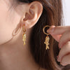 Fashion Retro Jewelry 316L Stainless Steel Electroplated 18K Gold Small Fish Shape Ear Buckle For Women