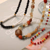 Fashion Retro Luxury Titanium Steel Gold Plated Agate Handmade Beaded Necklace With Geometric Pattern For Women