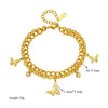 Fashion Retro Metal Hollow Butterfly Diamond Pendant Titanium Steel Double Layer Chain Bracelet For Women With Electroplating