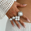 Fashion Retro Metal Imitation Pearl Geometric Style Ring Set With Electroplating And Button Joint