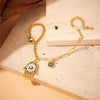 Fashion Retro Oil Dripping Devil Eye Crochet Palm Pendant Stainless Steel Bracelet Electroplated