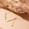 Fashion Retro Round Pearl Smooth White Shell Butterfly Pendant Tassel Chain Stainless Steel Necklace With Animal Zodiac Pattern And Electroplating Treatment