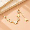 Fashion Retro Round Pearl Smooth White Shell Butterfly Pendant Tassel Chain Stainless Steel Necklace With Animal Zodiac Pattern And Electroplating Treatment