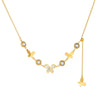 Fashion Retro Round Pearl Smooth White Shell Butterfly Pendant Tassel Chain Stainless Steel Necklace With Animal Zodiac Pattern And Electroplating Treatment