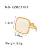 Fashion Retro Set White Fritillary Opening Ring In Geometric Style Stainless Steel With 18K Furnace Vacuum Plating Unisex