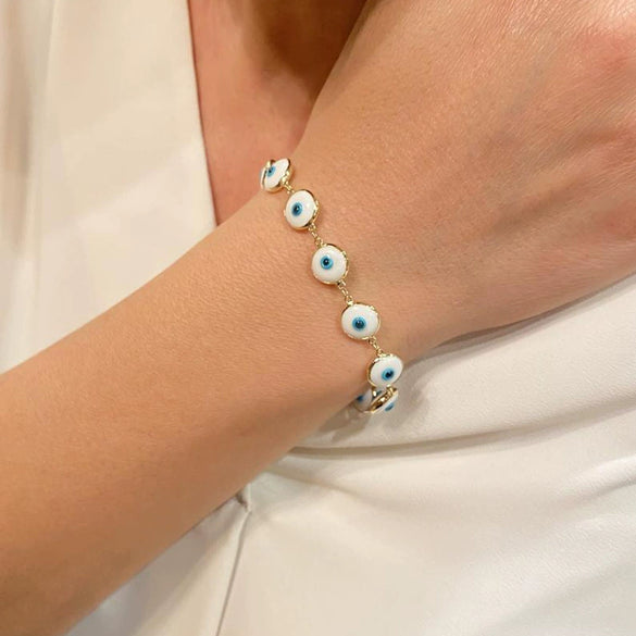 Fashion Retro Simple Multi Color Oil Dripping Evil Eye Bracelet Alloy Electroplated