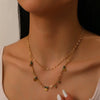 Fashion Retro Stacked Stainless Steel Goldplated Clavicle Chain Doublelayer Geometric Women's Necklace