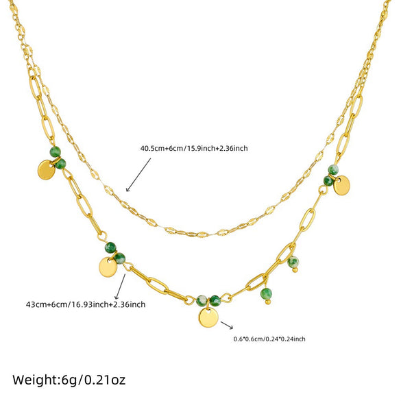 Fashion Retro Stacked Stainless Steel Goldplated Clavicle Chain Doublelayer Geometric Women's Necklace