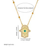 Fashion Retro Stainless Steel Necklace And Earrings With Inlaid Blue Turquoise Hollow Palm Pattern And Electroplating Treatment
