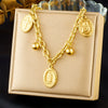 Fashion Retro Stainless Steel Oval Coin Pendant O Chain Jewelry Gold Plated