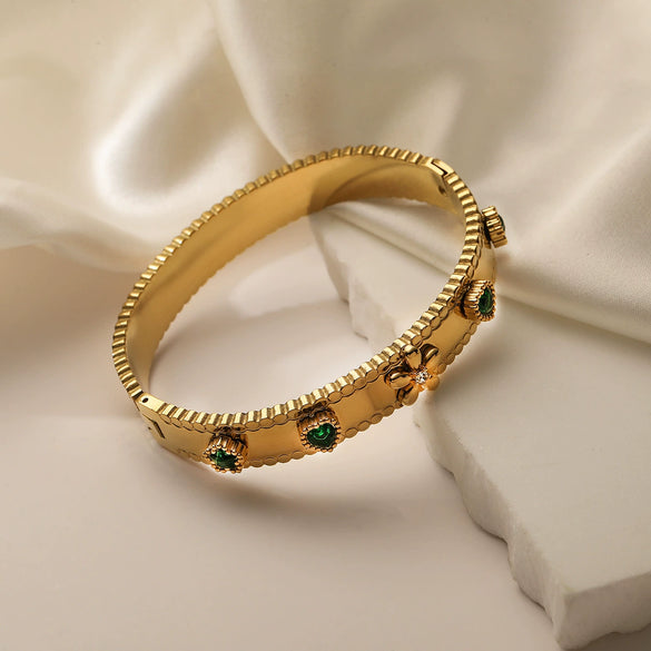 Fashion Retro Stainless Steel Zircon Bracelet With Micropaved Design For Female