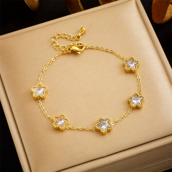 Fashion Retro Star Stainless Steel Goldplated Bracelet Accessories