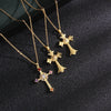 Fashion Retro Style Stainless Steel Cross Pendant Ochain Necklace With Copper Zirconium And Colored Diamond Electroplated Waterproof Fadeless Unisex Jewelry