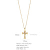 Fashion Retro Style Stainless Steel Cross Pendant Ochain Necklace With Copper Zirconium And Colored Diamond Electroplated Waterproof Fadeless Unisex Jewelry