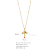 Fashion Retro Style Stainless Steel Cross Pendant Ochain Necklace With Copper Zirconium And Colored Diamond Electroplated Waterproof Fadeless Unisex Jewelry