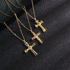 Fashion Retro Style Stainless Steel Cross Pendant Ochain Necklace With Copper Zirconium And Colored Diamond Electroplated Waterproof Fadeless Unisex Jewelry