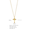 Fashion Retro Style Stainless Steel Cross Pendant Ochain Necklace With Copper Zirconium And Colored Diamond Electroplated Waterproof Fadeless Unisex Jewelry
