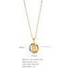 Fashion Retro Style Stainless Steel Pendant Ochain Necklace With Copper Zirconium And Colored Diamond Electroplating