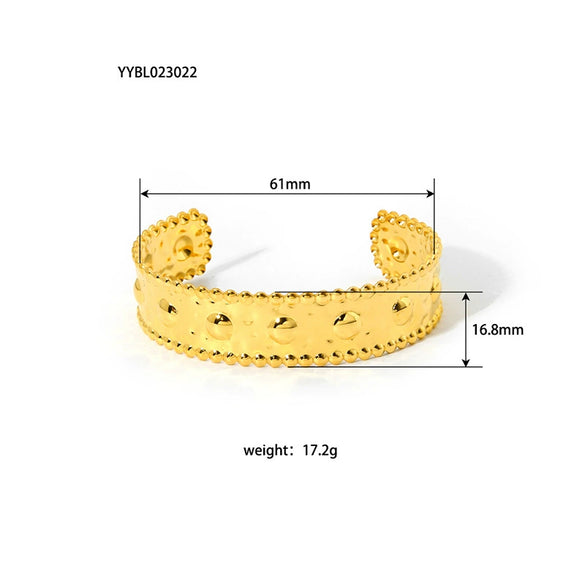 Fashion Retro Women's Open Palace Style Stainless Steel Bracelet Gold Plated With Vacuum Real Gold Electroplating In Pvd Furnace
