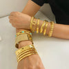 Fashion Retro Women's Open Palace Style Stainless Steel Bracelet Gold Plated With Vacuum Real Gold Electroplating In Pvd Furnace