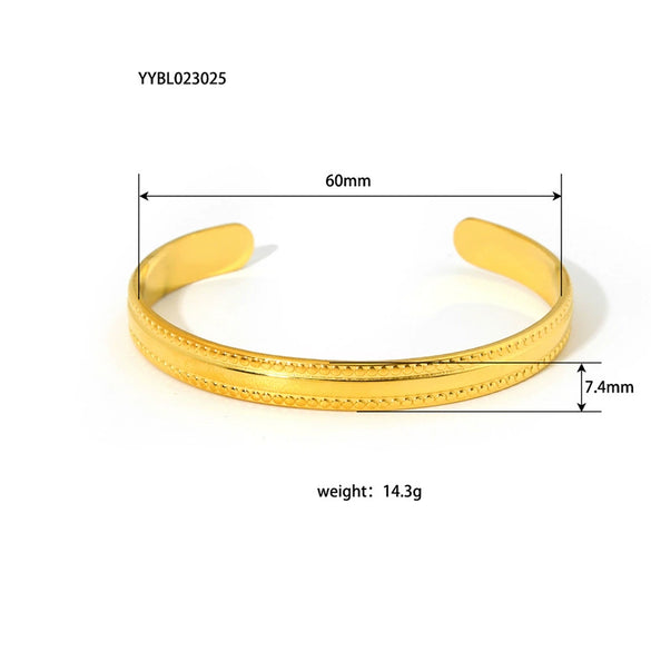 Fashion Retro Women's Open Palace Style Stainless Steel Bracelet Gold Plated With Vacuum Real Gold Electroplating In Pvd Furnace