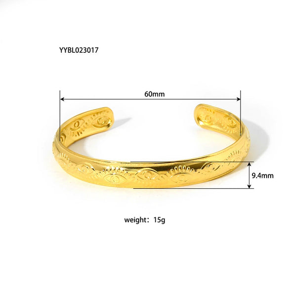 Fashion Retro Women's Open Palace Style Stainless Steel Bracelet Gold Plated With Vacuum Real Gold Electroplating In Pvd Furnace