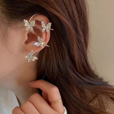 Fashion Rhinestone Butterfly Earrings Alloy Earrings Female