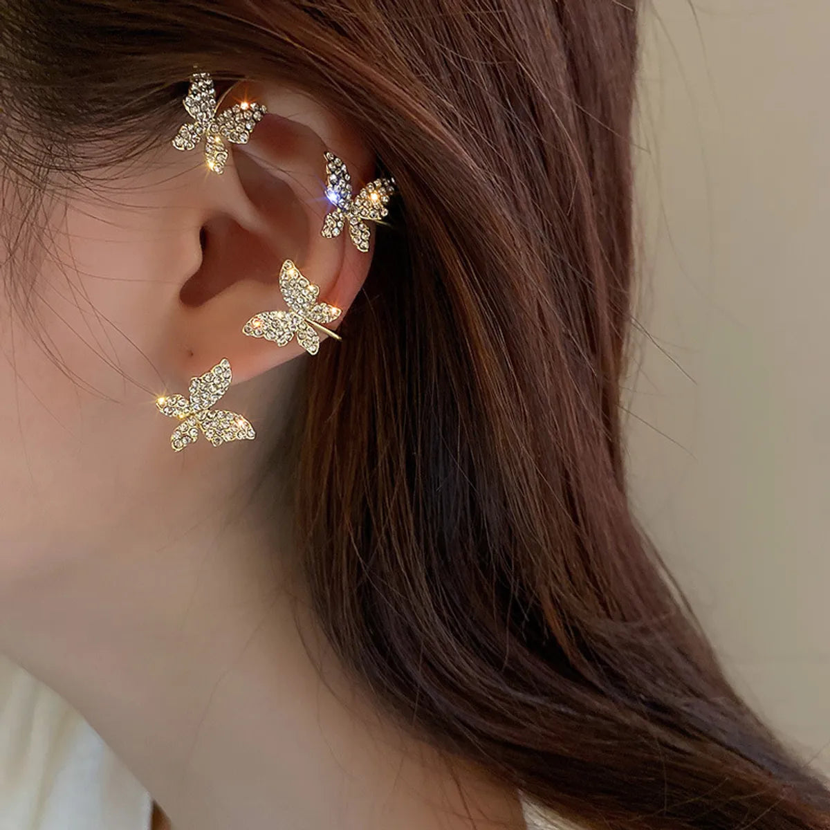 Fashion Rhinestone Butterfly Earrings Alloy Earrings Female